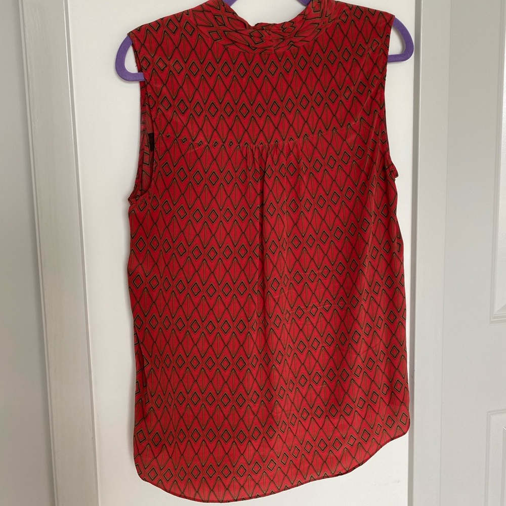 Red Patterned Work Blouse - image 3